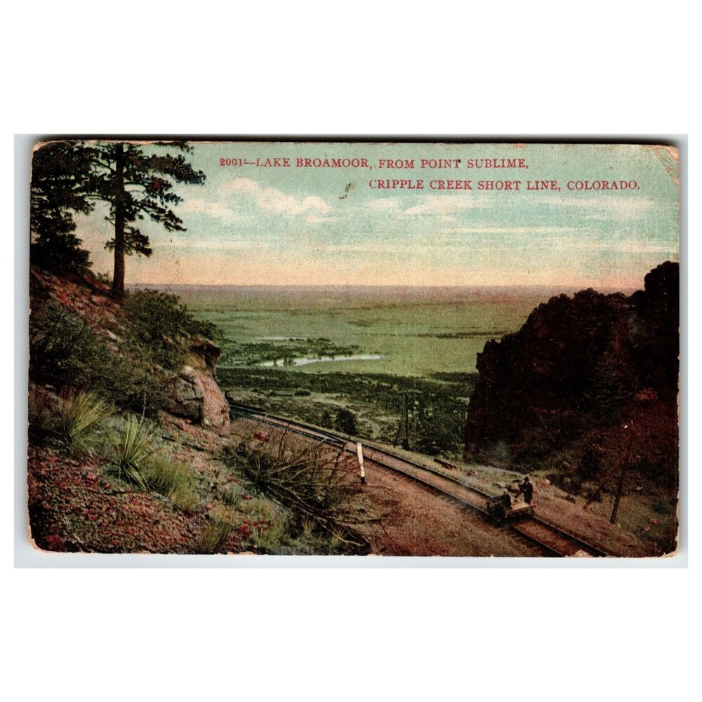 Cripple Creek Short Line Colorado Postcard Lake Broamoor Point Sublime 1910s